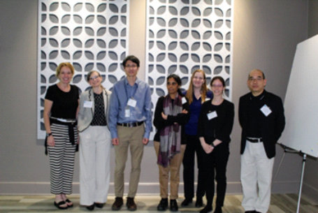 Picture of organizers with keynote speakers: Kristian Baker, Julie Claycomb, Xuhang Liu, Veena Prahlad, Sarah Walker, Monica Pillon,  and Shu-Bing Qian. (from left to right)